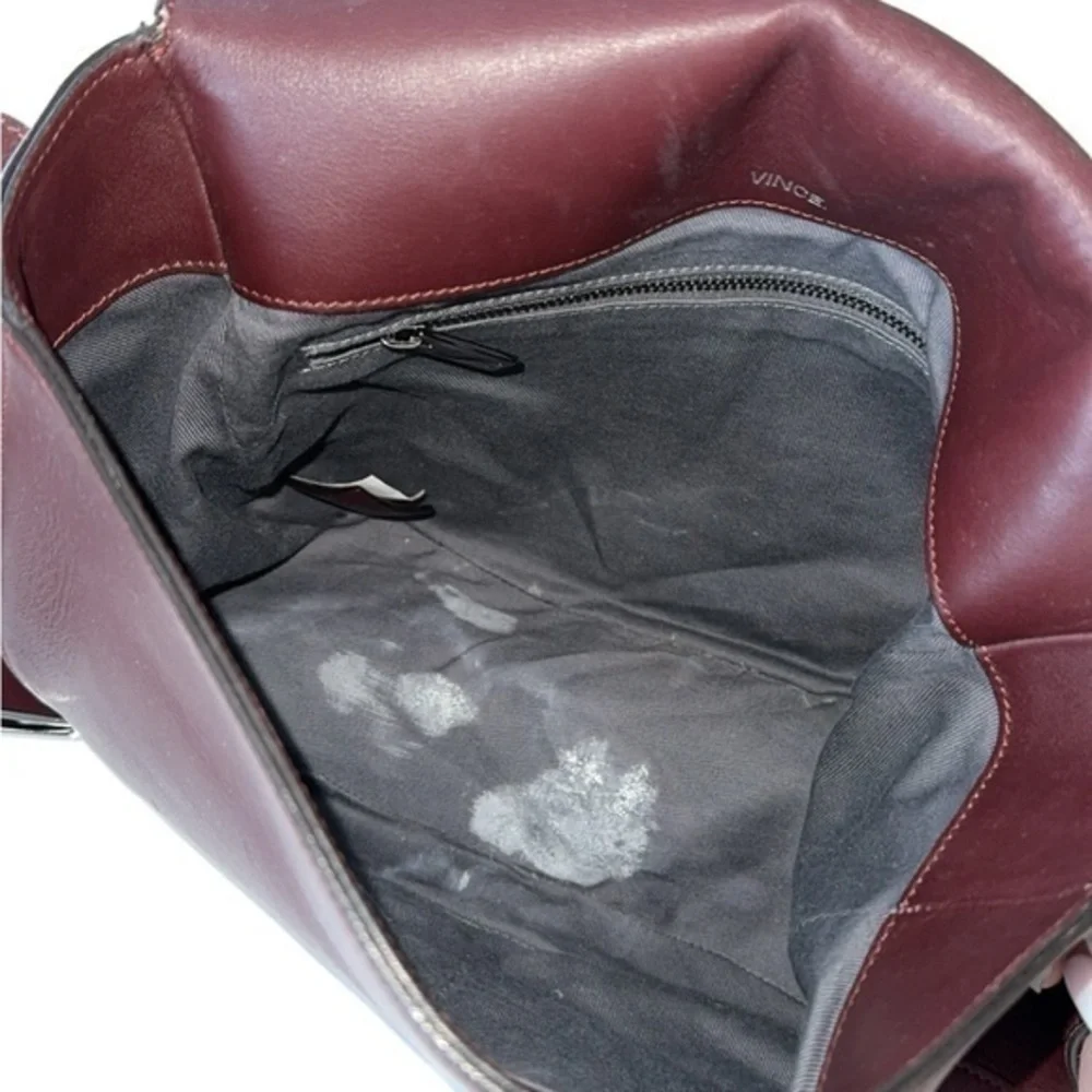 Vince‎ Maroon Burgundy Calf Hair Leather Rounded Crossbody Saddle Bag